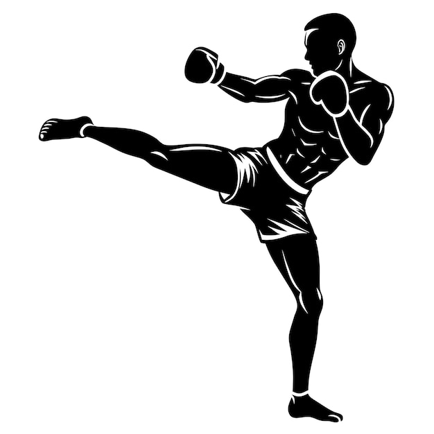 A Boxer Boxing pose vector silhouette isolated white background