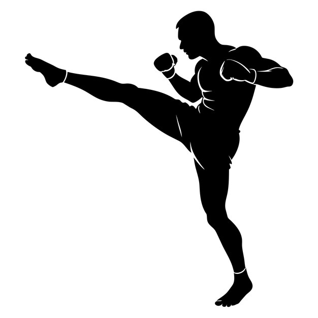 A Boxer Boxing pose vector silhouette isolated white background