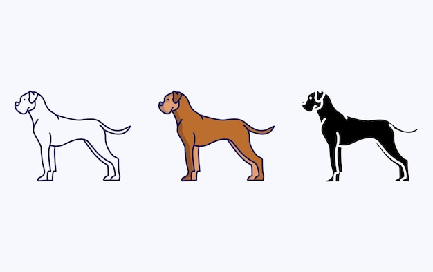 Boxer Dog Breeds illustration icon