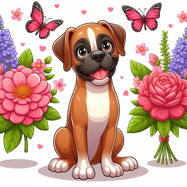 Boxer dog Vector Cartoon illustration