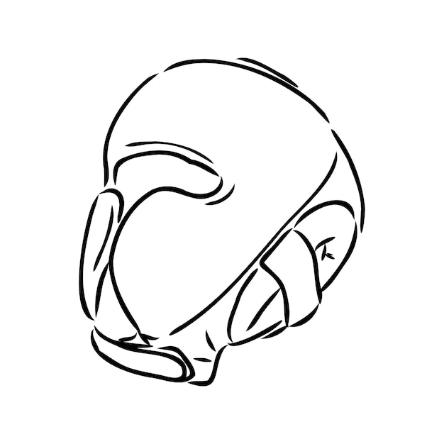 Boxer helmet sketch icon vector hand drawn blue doodle line art boxer helmet sign isolated symbol il...