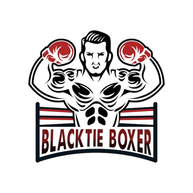 Boxer icon man in boxing glowes and helmet fighter symbol