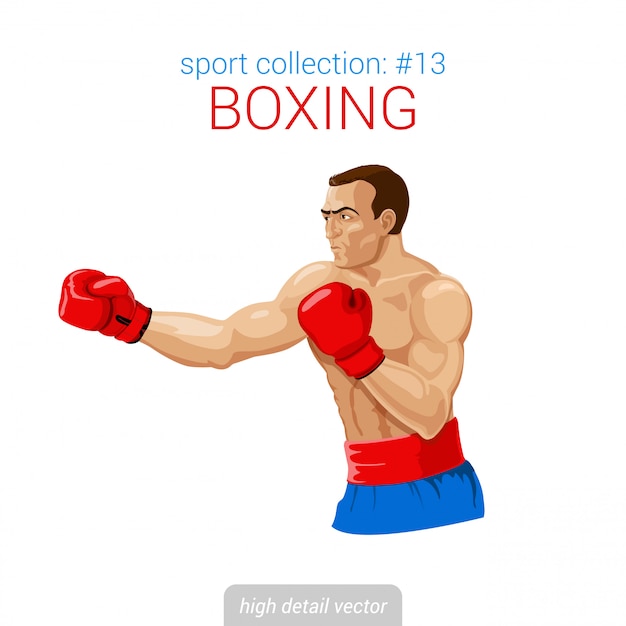 Boxer man gloves kick boxing fight illustration.