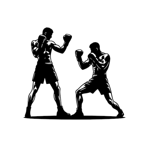 A boxer stands with pose vector silhouette