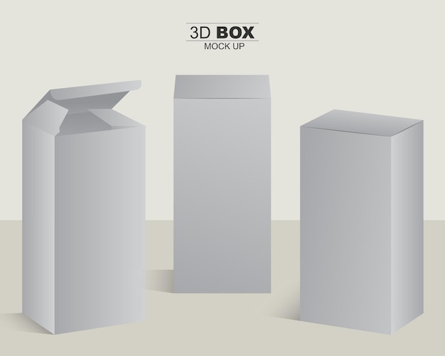 Boxes Mockups with different views and styles open and closed boxes Vector Illustration