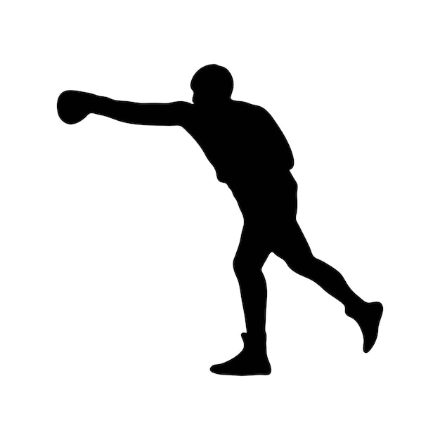 Boxing champ standing and ready to fight . Man boxer. Fighter silhouette hand drawn vector sketch