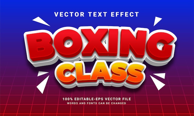 Boxing class 3D editable text style effect. Boxing class text effect suitable for gym and fitness center