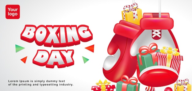 Boxing Day 3d illustration of a pair of boxing gloves holding a gift Suitable for events