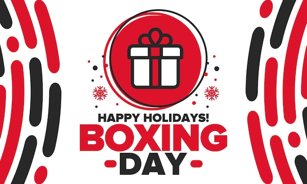 Boxing Day Day after Christmas Day gifts given Presents party Sale Shopping holiday Vector art