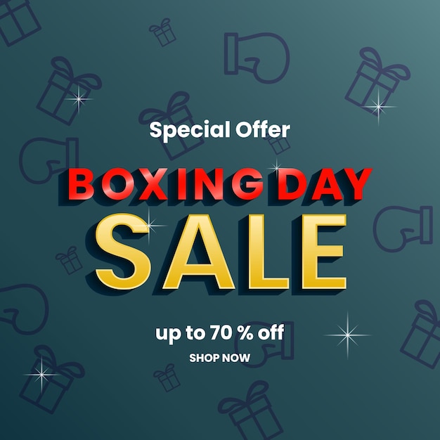 boxing day sale design template with text and dark background. simpel, minamal and modern style