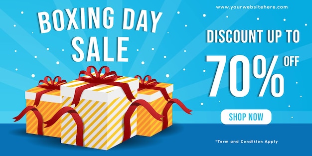 Boxing day sale horizontal banner illustration