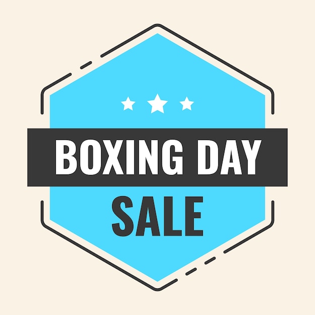 Boxing Day Sale Text With Blue Hexagon Frame On Cosmic Latte Background For Advertising