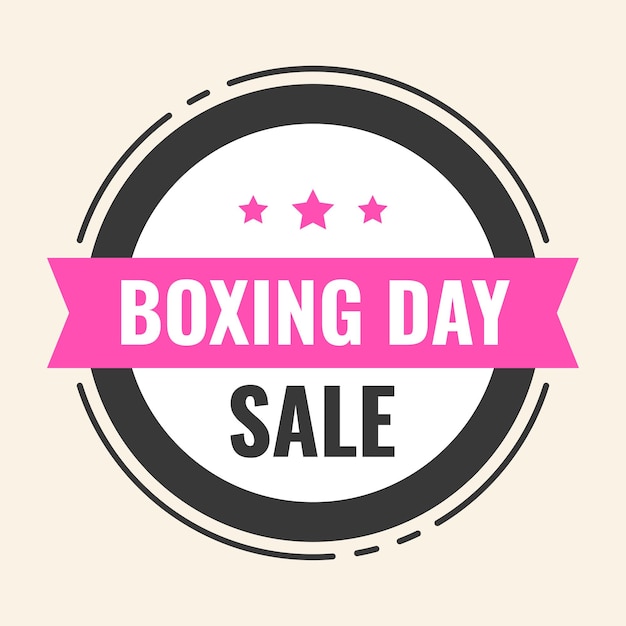 Boxing Day Text Pink Ribbon With Circle Frame On Beige Background For Sale Poster Or Sticker Design