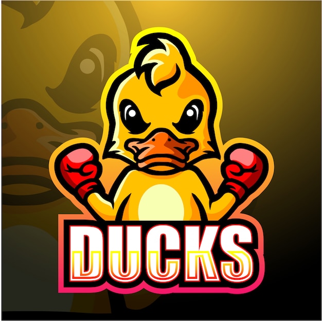 Boxing duck mascot esport illustration