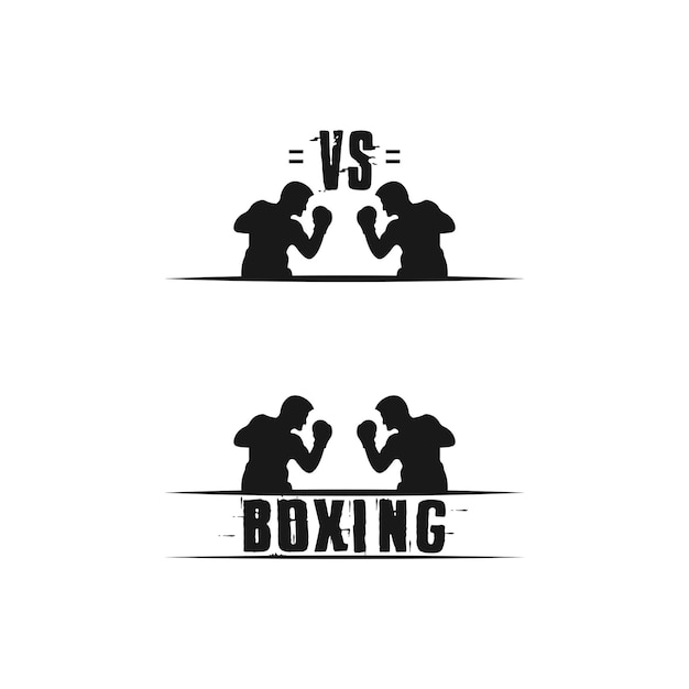 Boxing icon set and boxer design illustration symbol of fighter