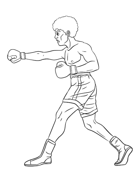 Boxing Isolated Coloring Page for Kids