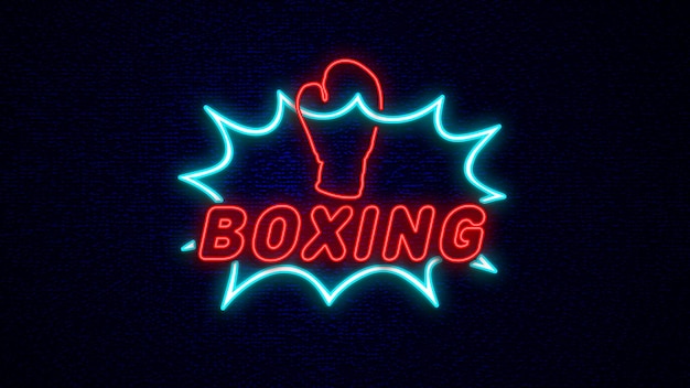 Boxing lettering sign neon vector template