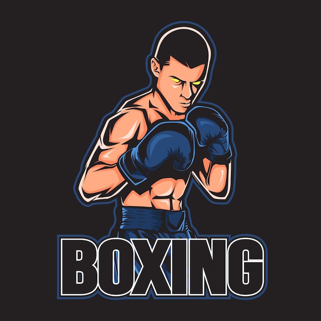 Boxing logo design character vector illustration