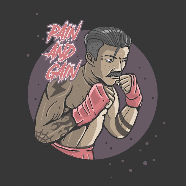 boxing pain and gain illustration vector