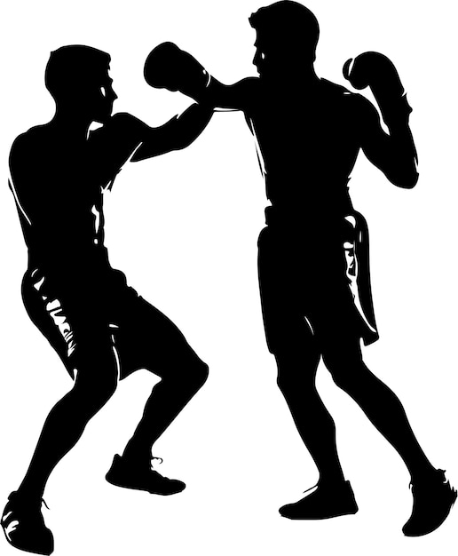 Vector boxing training silhouette vector black color silhouette