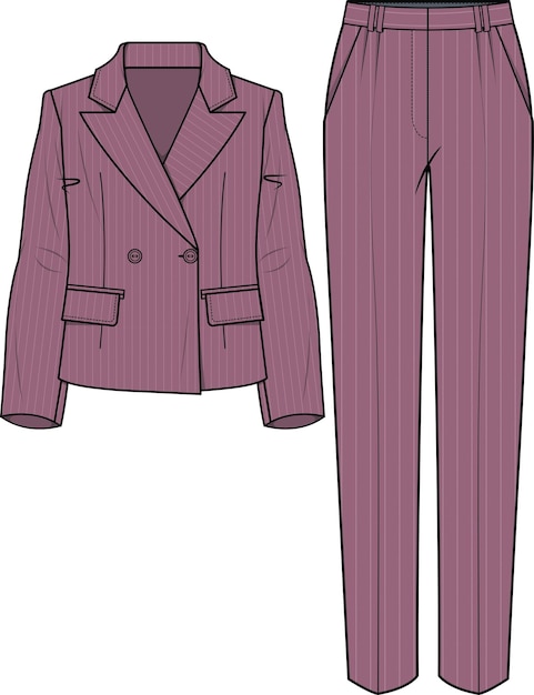 BOXY FIT PIN STRIPE WOMEN BLAZER ANDSTRAIGHT CUT PANTS CORPORATE WEAR VECTOR