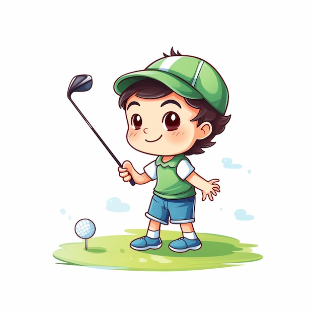 boy are playing golf in the field