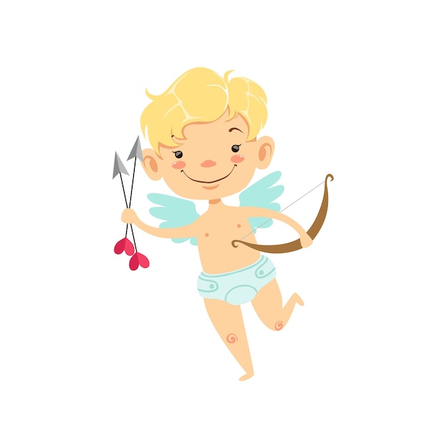 Boy Baby Cupid With Arrows And Bow Winged Toddler In Diaper Adorable Love Symbol Cartoon Character