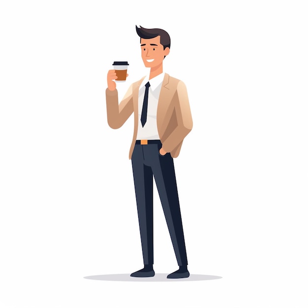 boy cartoon illustration character vector man people coffee person girl flat drink young