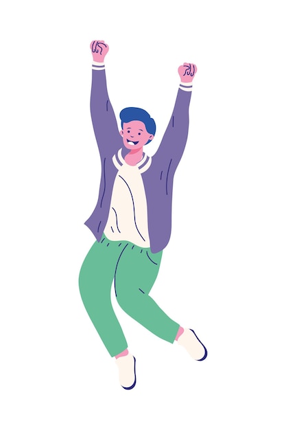 Boy cartoon with hands up