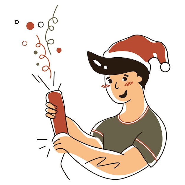 Boy celebrating Christmas with Christmas clapper