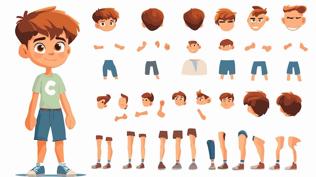 Vector boy character animation element for creating professional designs and projects