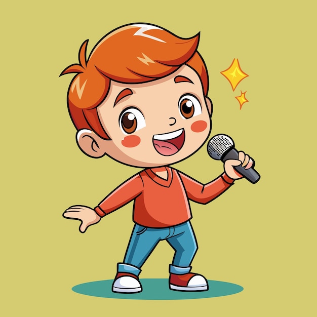 Vector boy doing karaoke vector artwork