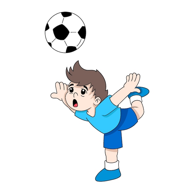 Boy doing volley soccer gesture