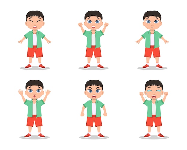 Boy emotions set, vector illustration