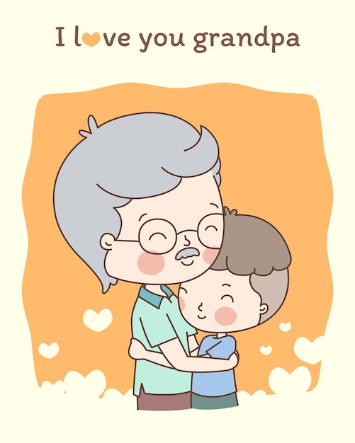 A boy expresses his love to his grandpa with a hug