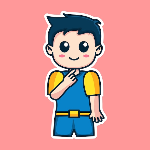 Boy expression cute sticker illustration