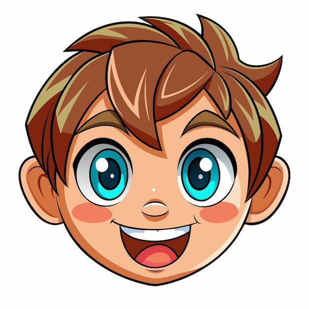 Boy face smiles vector kawaii