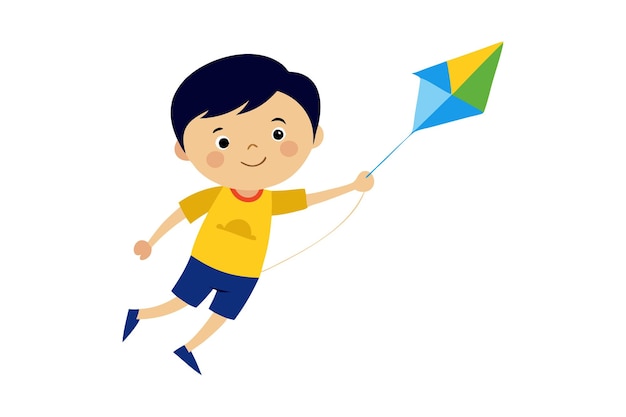 Boy flying a kite on a sunny day