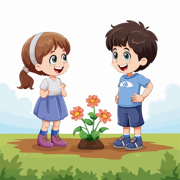 Boy and Girl Discussing Illustration Professional Communication Concept