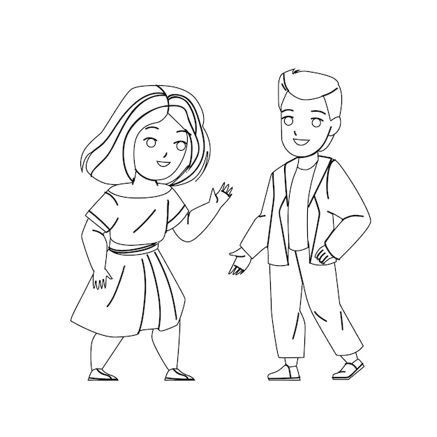 Boy And Girl Kids Talking In Kindergarten Vector