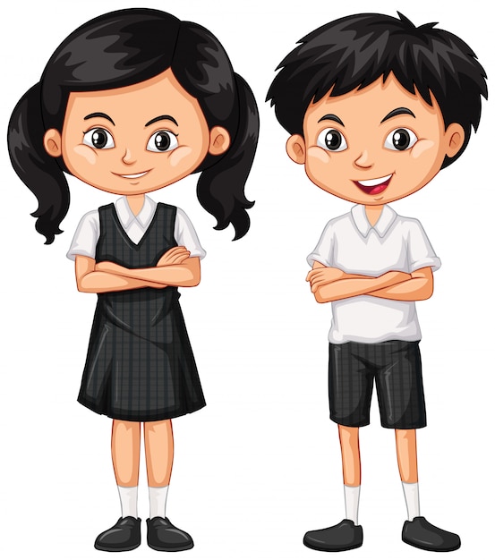 Boy and girl in uniform