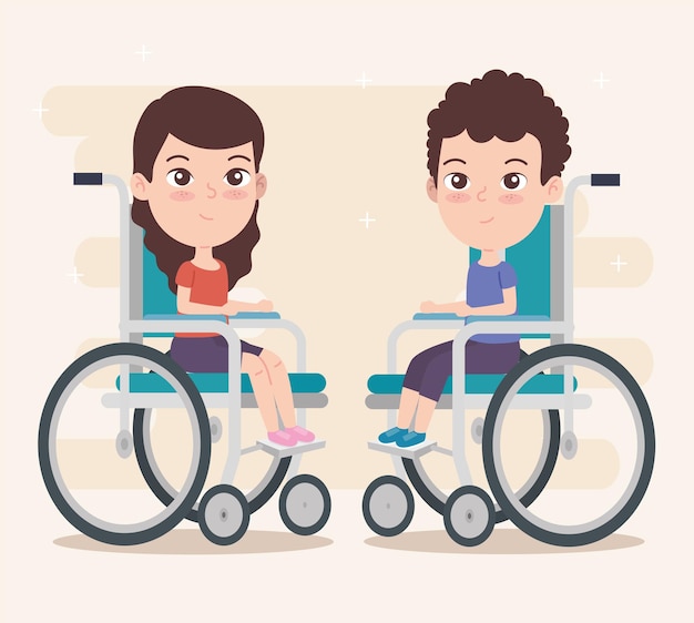 Boy and girl in wheelchair