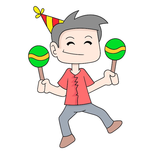 Boy is party dancing free doodle icon image kawaii