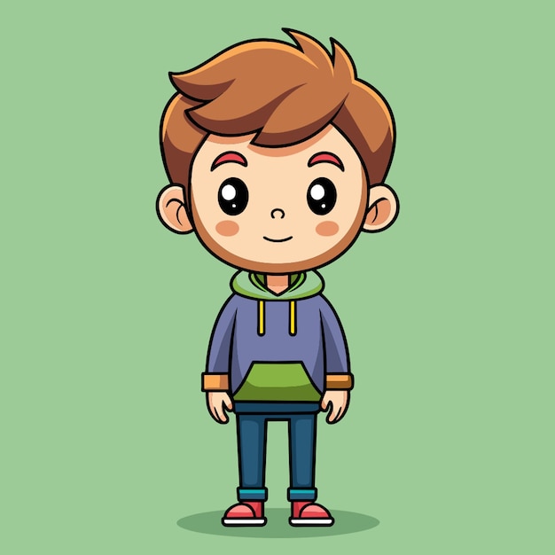 the boy is standing vector illustration