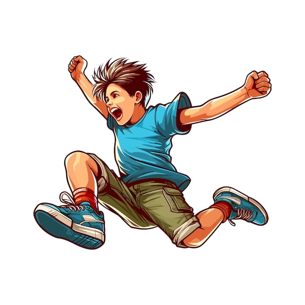 Vector boy jump vector illustration