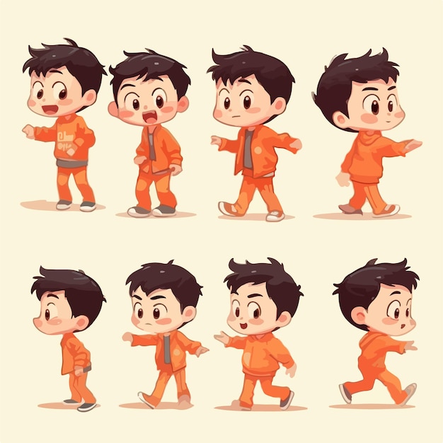 Boy kid with a big smile dressed in orange vector