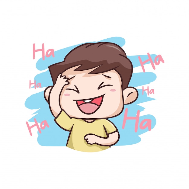 a boy laughing very happy illustration