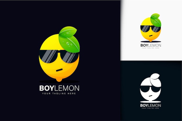 boy lemon with sunglasses logo design