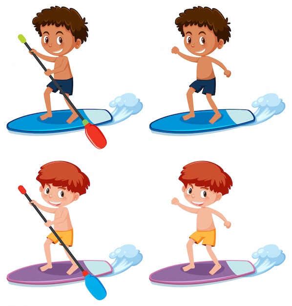 Boy paddle the SUP board