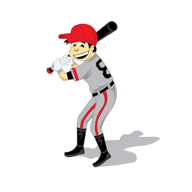 Vector a boy playing baseball in cartoon style vector illustration